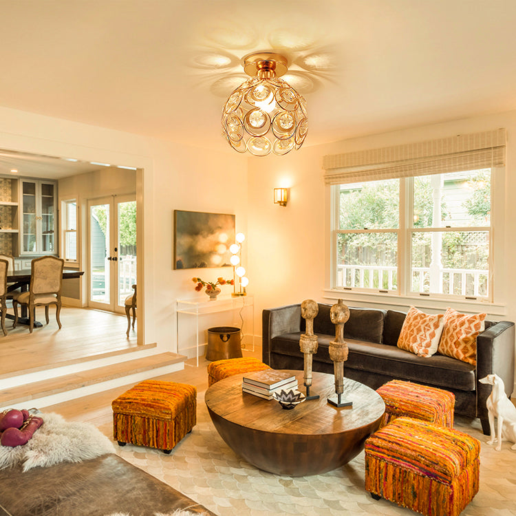 Żyrandol Vera, 1*E27, złoto, metal i kryształ