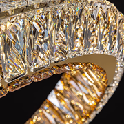 Żyrandol LED LLC130/1CH, kryształ i metal, 31W, 1 okrąg, możliwość przyciemniania, regulowana wysokość, światło zimne/ciepłe/neutralne, luksusowe oświetlenie