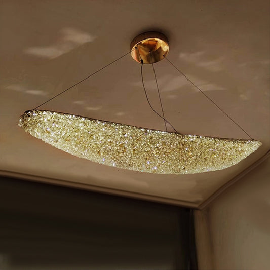 Nowoczesny żyrandol z kryształem, RITMICA Largo, 40W, długość 80 cm, złoty, regulowana wysokość