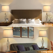 Veioza VZ212WH, 1x E27, metal i tkanina, biało-złota