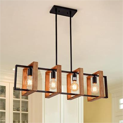 Żyrandol LED Vintage LV565/4, 12W Rustykalna Stodoła, Drewno i Metal, 100cm, Czarny