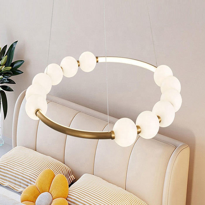 Wisząca lampa LED z akrylu Nova 57W z pilotem, ściemnialna, 3000K/4000K/6000K, kolor złoty, metal i akryl