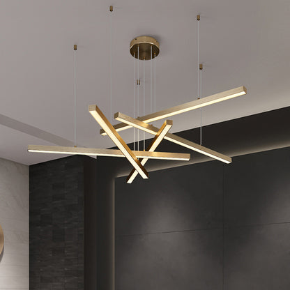 Żyrandol wiszący LED GINEVRA 31W z pilotem, 5 elementów, światło zimne/ciepłe/neutralne, złoty