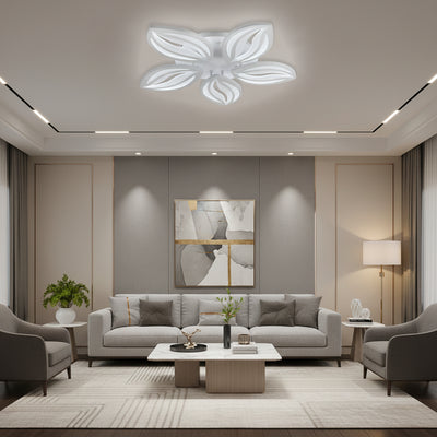 Żyrandol LED z pilotem ORCHID 66W, 5 płatków, światło zimne/ciepłe/neutralne, możliwość przyciemniania, biały