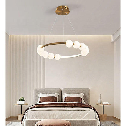 Wisząca lampa LED z akrylu Nova 57W z pilotem, ściemnialna, 3000K/4000K/6000K, kolor złoty, metal i akryl
