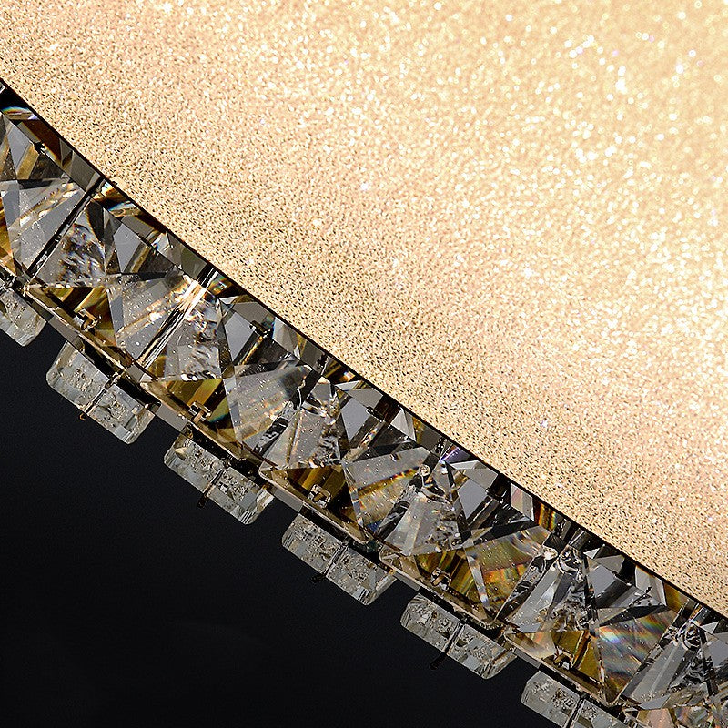 Żyrandol LED z pilotem i kryształem VERTUS 31W, 49cm, Okrąg, Światło Zimne/Ciepłe/Neutralne, Możliwość Przyciemniania, Złoty