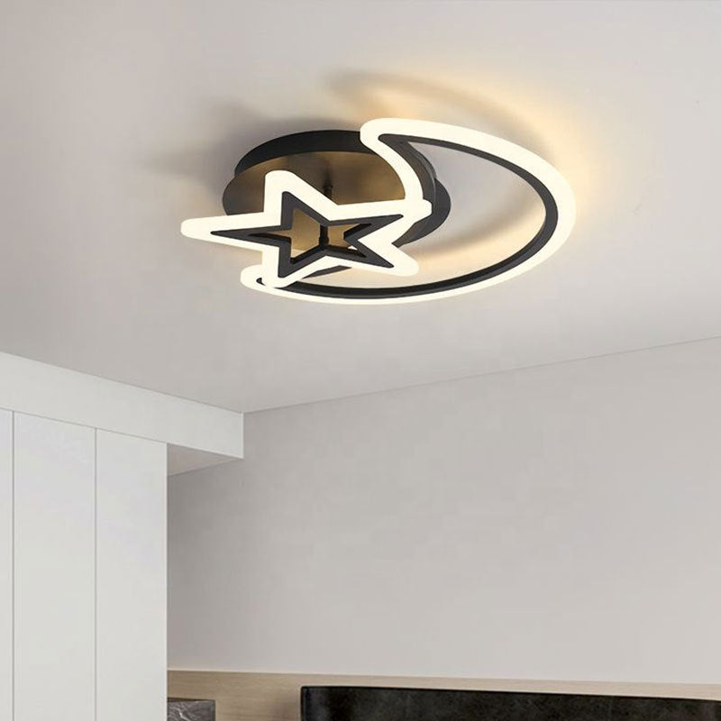 Żyrandol LED z pilotem KSIĘŻYC I GWIAZDA 45W, 2 elementy, światło zimne/ciepłe/neutralne, ściemnialny, czarny