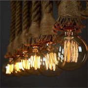 Żyrandol w stylu vintage LV102/150X120, 2xE27, rustykalny, sznurek i metal, 150cm, czarna podpora