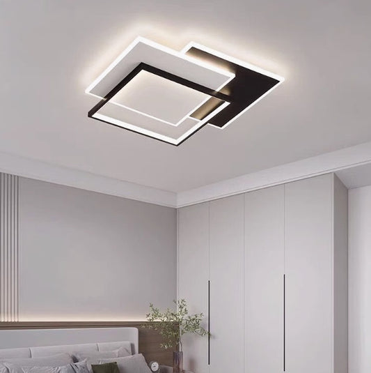 LED żyrandol z geometrią zdalnego sterowania Cubo, 120 W, 3 kwadraty, zimne/gorące/neutralne światło, niestabilne, czarne