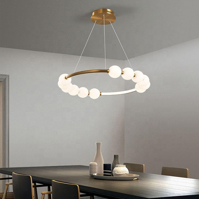 Wisząca lampa LED z akrylu Nova 57W z pilotem, ściemnialna, 3000K/4000K/6000K, kolor złoty, metal i akryl