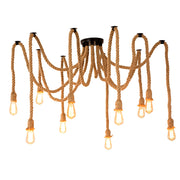 Żyrandol w stylu vintage LV120/10BK, 10xE27, rustykalny, sznurek i metal, 2x100cm, czarna podpora Żyrandole w stylu vintage Domyślny tytuł Alessandro Design