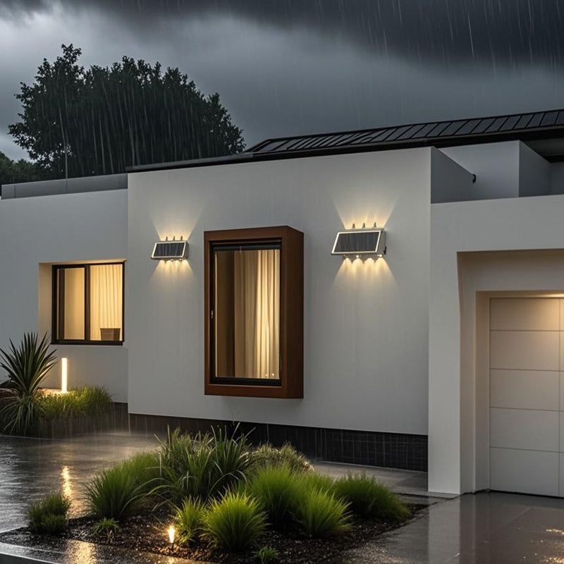 Kinkiet zewnętrzny LED Solaris, 8 źródeł światła, ciepłe światło, czarny