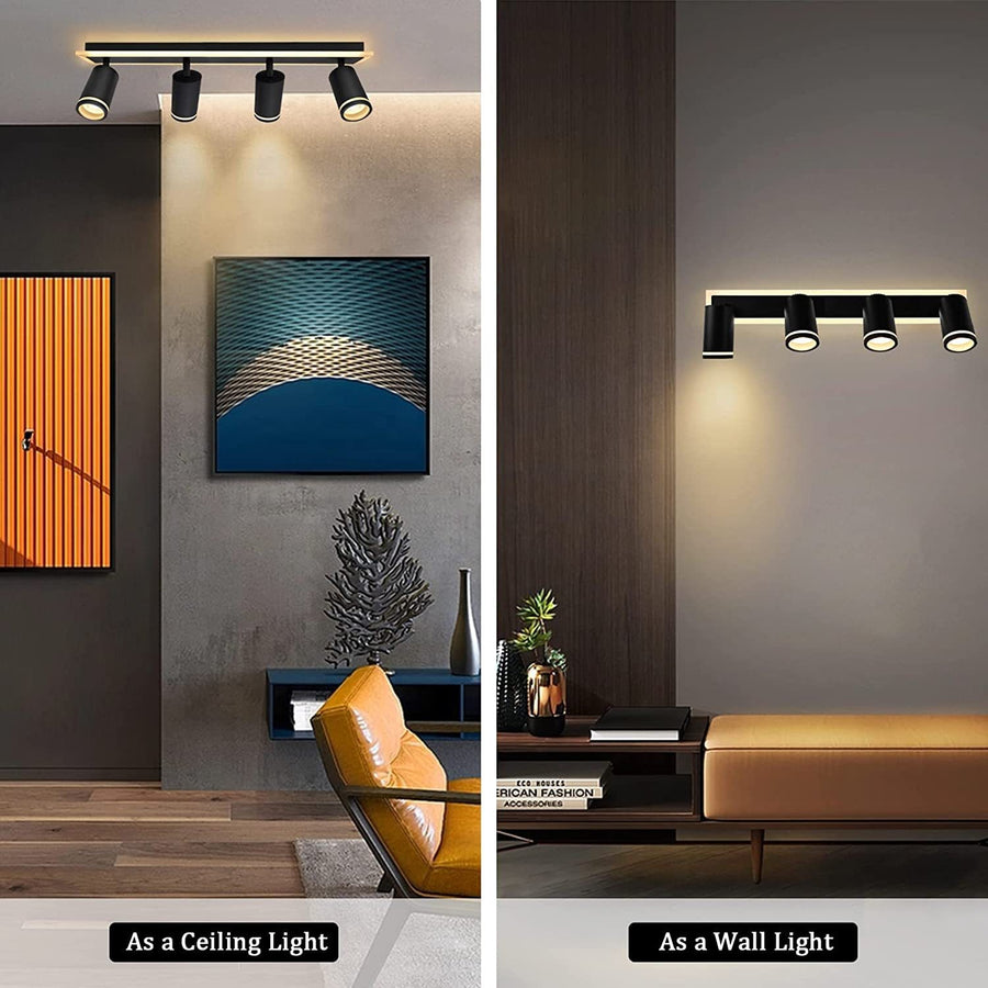 Żyrandol LED Ellen 46W, zimne/ciepłe/neutralne światło, regulowany projektor, akryl i czarny metal 