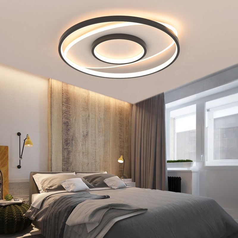 LED żyrandol z pilotem Figurato, 120 W, 3 kółka, zimno/gorące/neutralne światło, niestabilne, czarne