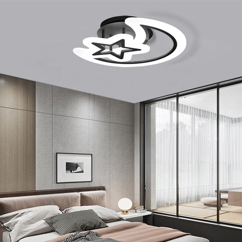 Żyrandol LED z pilotem KSIĘŻYC I GWIAZDA 45W, 2 elementy, światło zimne/ciepłe/neutralne, ściemnialny, czarny