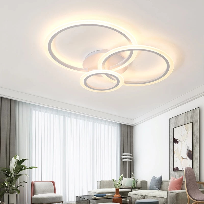 Żyrandol LED BETTY 41W z pilotem, 3 okręgi, światło zimne/ciepłe/neutralne, ściemnialny, biały