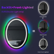 Okrągłe lustro LED, 70 cm, Celeste MotionGlow Marcello, światło RGB, głośnik Bluetooth, system odmgławiania, zegar i termometr, możliwość przyciemniania 70X70BTRGB