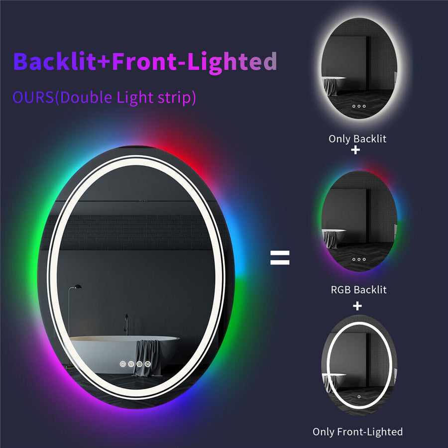 Okrągłe lustro LED, 70 cm, Celeste MotionGlow Marcello, światło RGB, głośnik Bluetooth, system odmgławiania, zegar i termometr, możliwość przyciemniania 70X70BTRGB