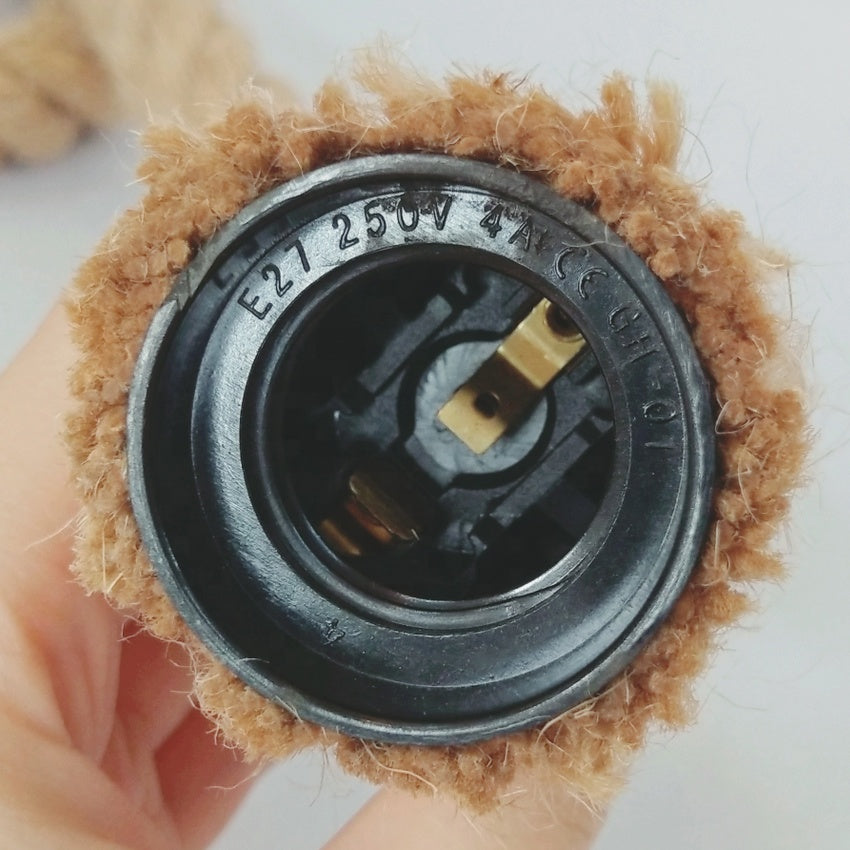 Żyrandol w stylu vintage LV103/130, 1xE27, rustykalny, sznurek i metal, 130cm, czarna podpora