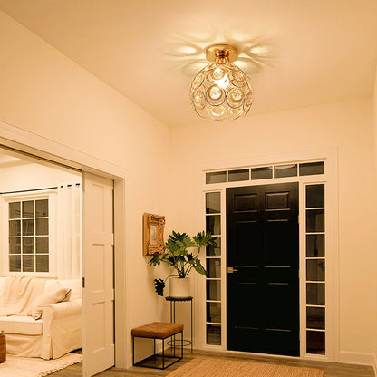 Żyrandol Vera, 1*E27, złoto, metal i kryształ