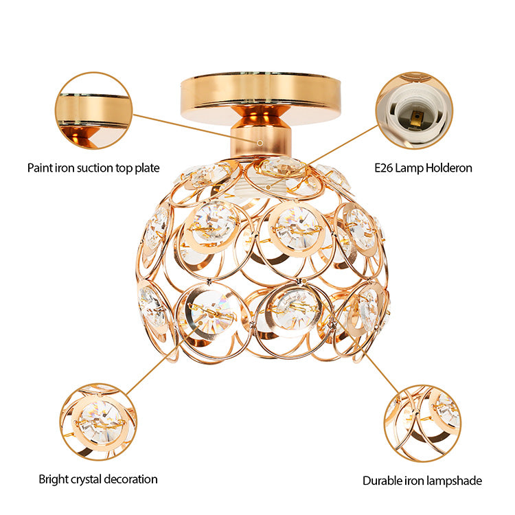 Żyrandol Vera, 1*E27, złoto, metal i kryształ