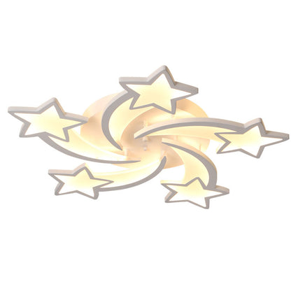 Żyrandol LED z pilotem IPOMOEA 69W, 5 gwiazdek, światło zimne/ciepłe/neutralne, ściemnialny, biały