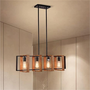 Żyrandol LED Vintage LV565/4, 12W Rustykalna Stodoła, Drewno i Metal, 100cm, Czarny