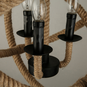 Vintage Harper żyrandol, 1xe27, rustykalna stodoła, sznurka i metal, 150 cm, czarny