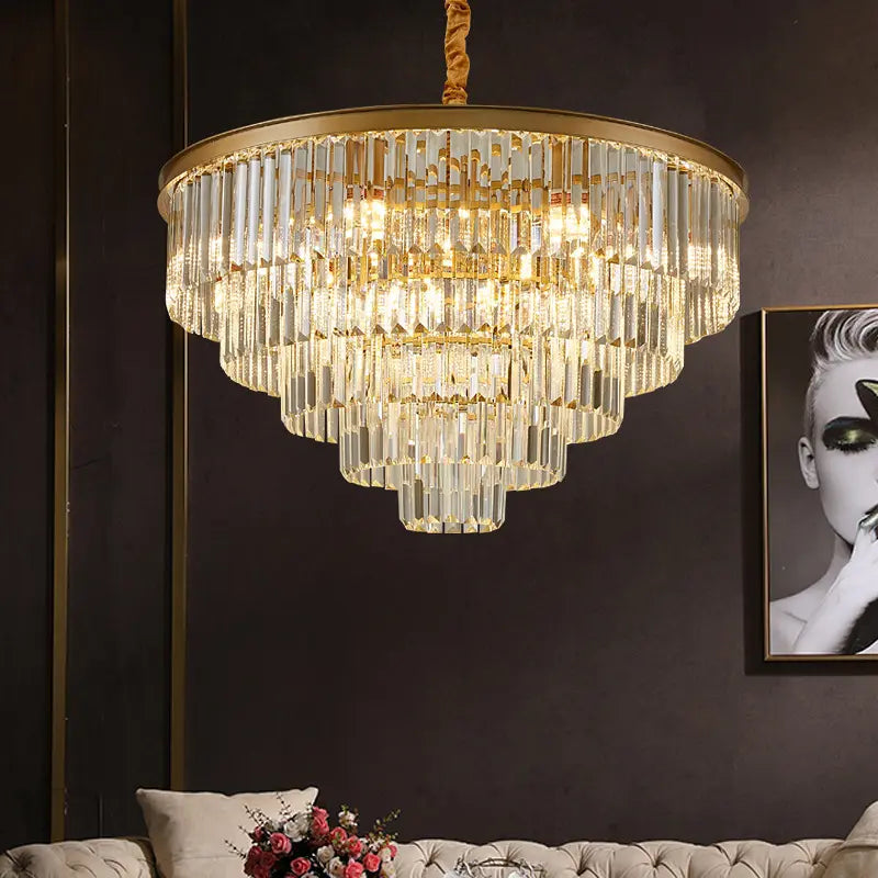 CHAMBORD Eleganza kryształowy żyrandol 8xE14, średnica 48 cm, matowe złoto, regulowana wysokość