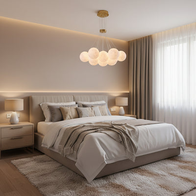 MODERN LOFT Żyrandol Bagliore, Kula, 9xE27, Regulowana Wysokość, Złoty