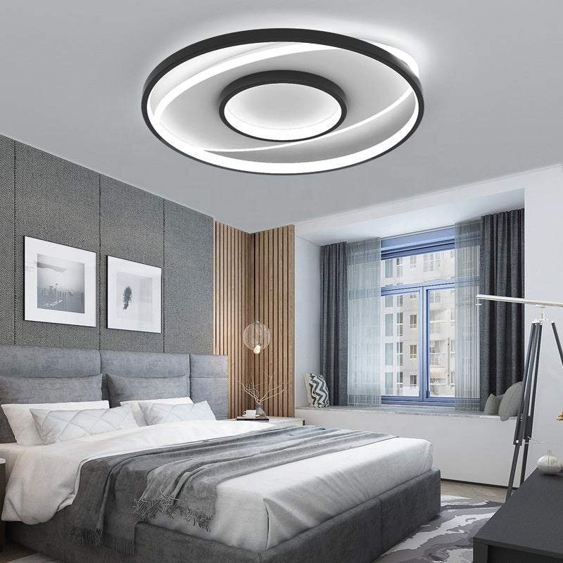 LED żyrandol z pilotem Figurato, 120 W, 3 kółka, zimno/gorące/neutralne światło, niestabilne, czarne