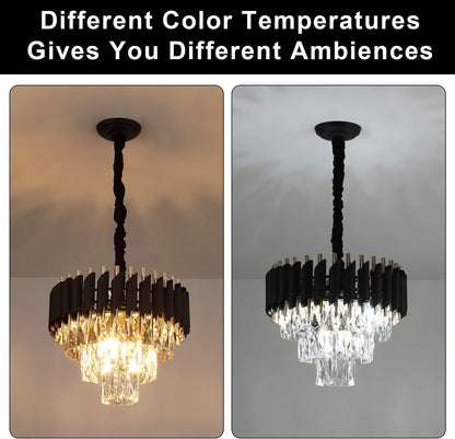 VERSAILLES Petito kryształowy żyrandol 3xE14, średnica 30 cm, błyszczące złoto i czerń, regulowana wysokość 