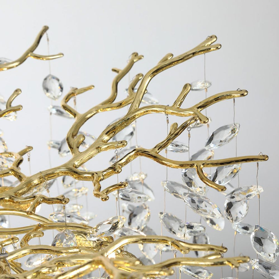 Żyrandol kryształowy WALTZ Rhapsody, 9x G9, złoty, 60cm, regulowana wysokość, metal i kryształ