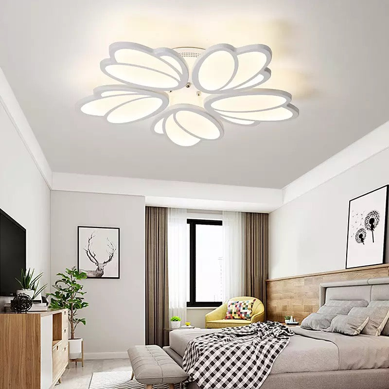Żyrandol LED z pilotem TULIP, 73 W, 5 płatków, zimne/ciepłe/neutralne światło, ściemnialny, biały 