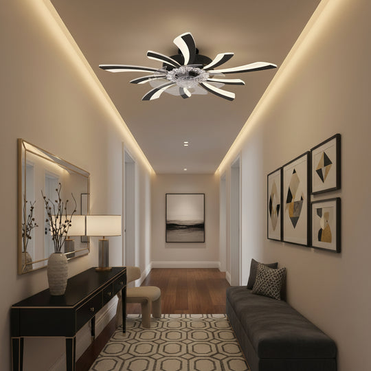 Żyrandol LED z wentylatorem VIRTULA z pilotem, 29 W, śr. 77 cm, światło zimne/neutralne/ciepłe, czarny