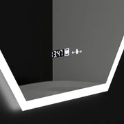 Lustro LED Polygon, 60x80 cm, czujnik Hexaluce MotionGlow Marcello, system przeciwmgielny, zegar i termometr, ściemnialne