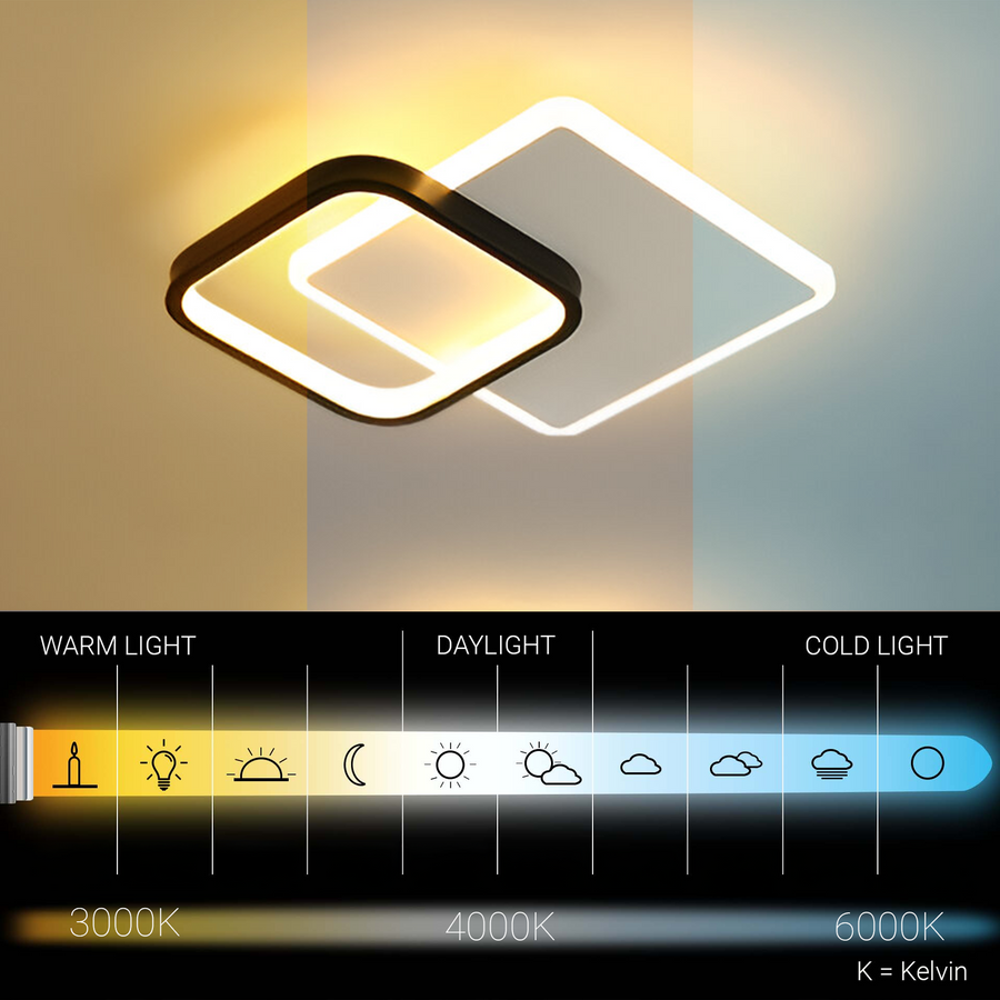 Żyrandol LED MARCELO 30W, Światło zimne/ciepłe/neutralne, czarno-białe