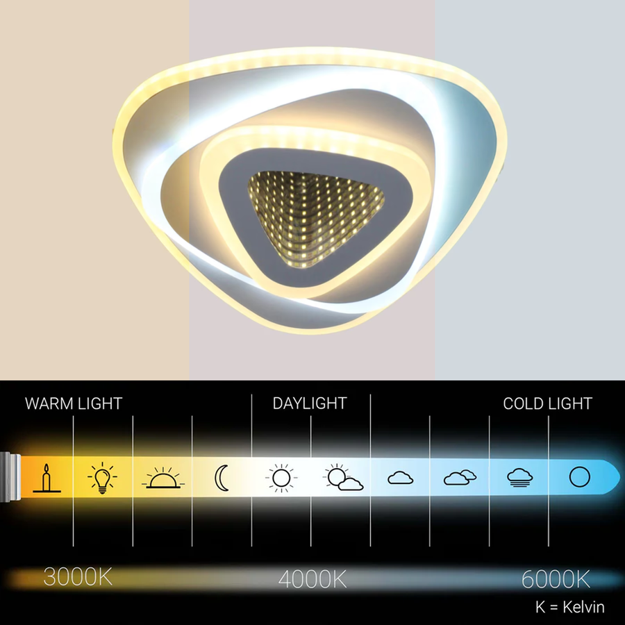 Żyrandol LED NEXA Triangle 3D 36W, biały, zimne/ciepłe/neutralne światło