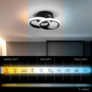 Żyrandol LED VERTEX CIRCULA 22W, 2 koła, metalowe ramki, światło zimne/ciepłe/neutralne, czarny