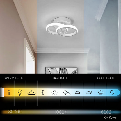 Żyrandol LED VERTEX CIRCULA 22W, 2 koła, metalowe ramki, światło zimne/ciepłe/neutralne, biały