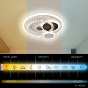 Żyrandol LED Heliox Crystal, 43W, 4 kół, zimno/gorące/neutralne światło, białe