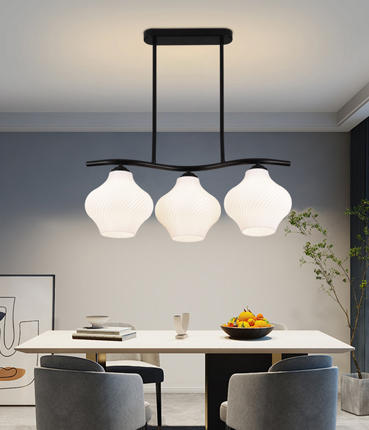 Żyrandol podwieszany LM521/3BK, 3XE27, 59*20*25, IP20, Czarny, Biały, Żelazo, Pleksiglas, Żarówki nie wchodzą w skład zestawu