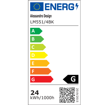 Podwieszany żyrandol LED LM551/4BK, 24W, światło 3000/4000/6000K, czarny, regulowana wysokość