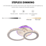 Żyrandol LED z pilotem i kryształem NOVA ROTONDA RGB 43W, 2 okręgi, światło zimne/ciepłe/neutralne, ściemnialny, biały
