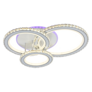 Żyrandol LED z pilotem i kryształem NOVA ROTONDA RGB 154W, 3 okręgi, światło zimne/ciepłe/neutralne, ściemnialny, biały