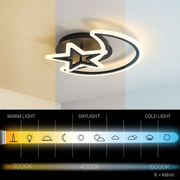 Żyrandol LED z pilotem KSIĘŻYC I GWIAZDA 45W, 2 elementy, światło zimne/ciepłe/neutralne, ściemnialny, czarny