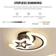 Żyrandol LED z pilotem KSIĘŻYC I GWIAZDA 45W, 2 elementy, światło zimne/ciepłe/neutralne, ściemnialny, czarny