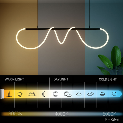 Żyrandol LED DIVINO z elastyczną rurką silikonową - 62W, regulowane światło, czarny mat