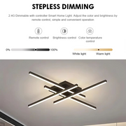 Żyrandol LED z pilotem LINEX, 43W, 4 elementy, liniowy, światło zimne/ciepłe/neutralne, możliwość przyciemniania, czarny