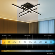 Żyrandol LED z pilotem LINEX, 43W, 4 elementy, liniowy, światło zimne/ciepłe/neutralne, możliwość przyciemniania, czarny